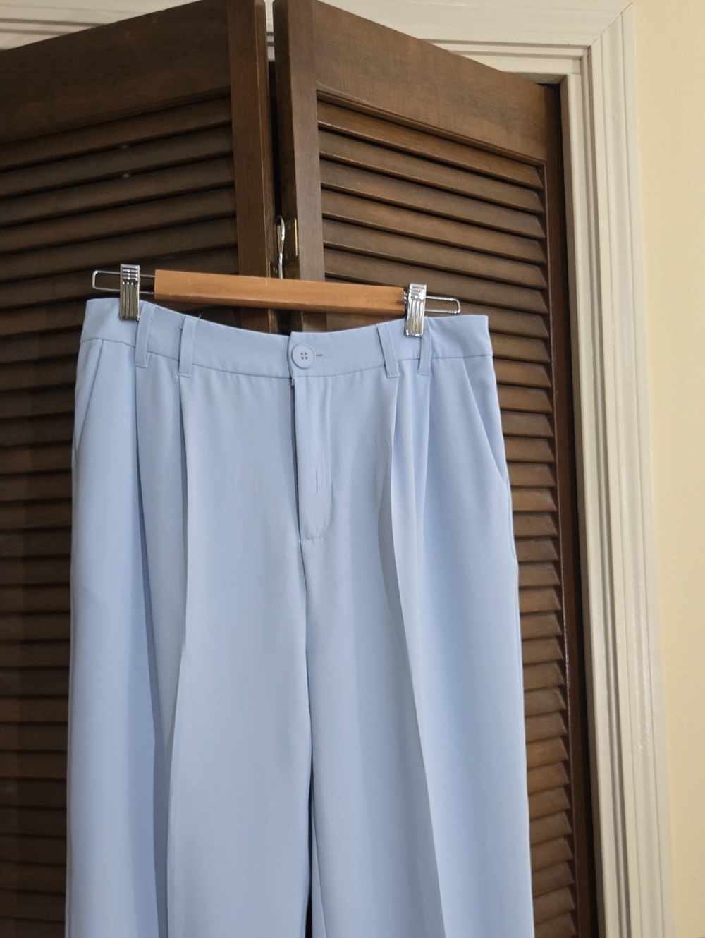 Women's Light Blue Pleated Trousers - Picture 3 of 6